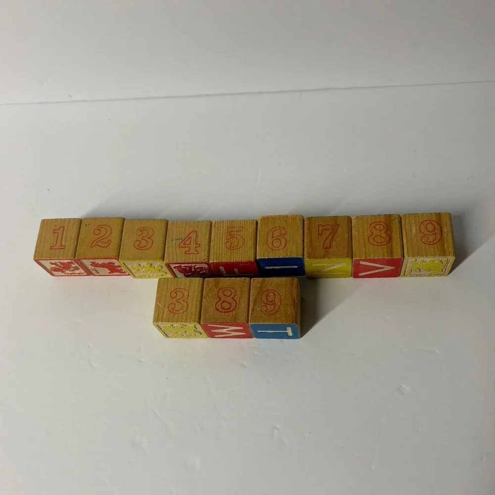 Vintage Disney Wooden Alphabet Blocks 12pc Characters Numbers Letters Decor